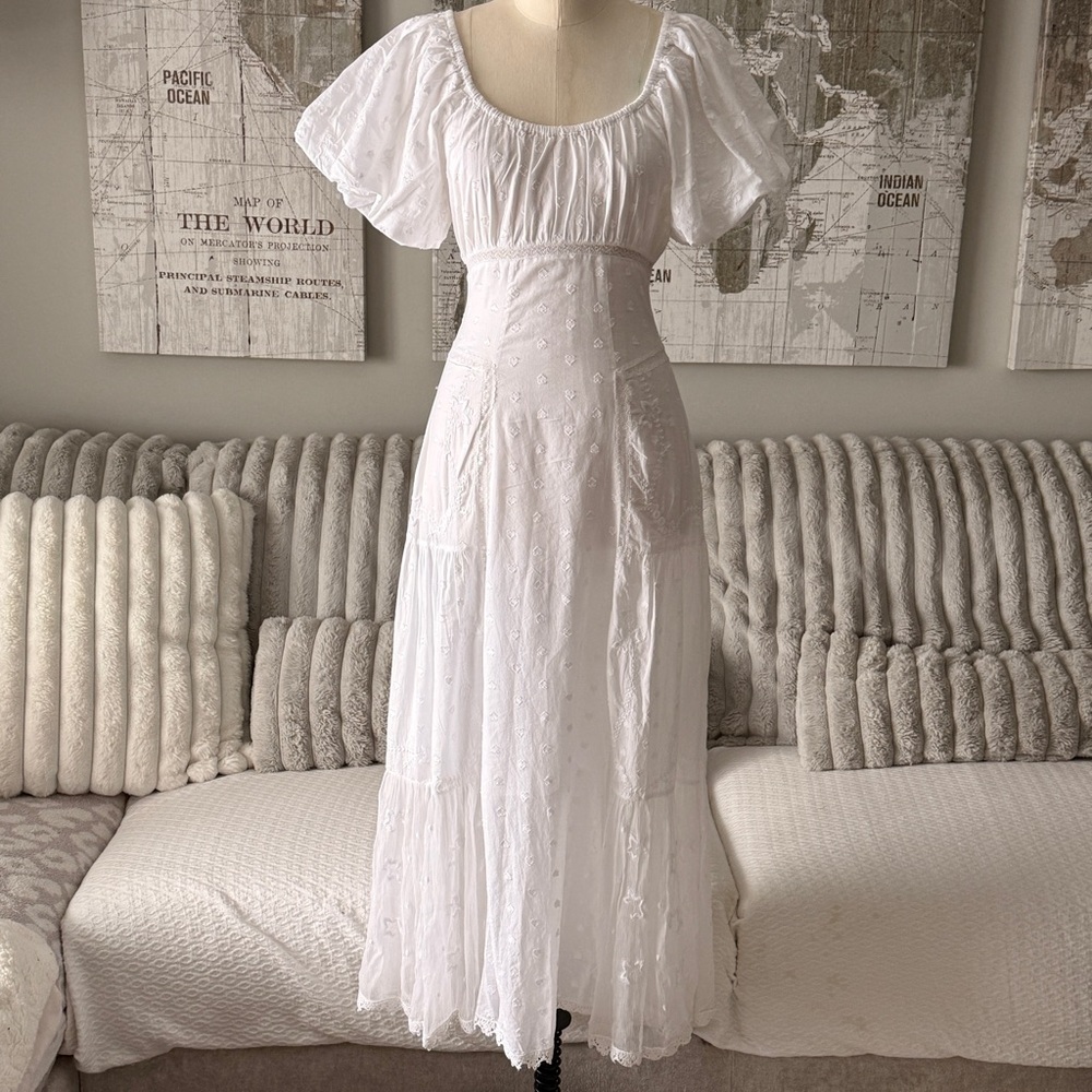 LoveShackFancy‎ White Sheer Midi Dress
